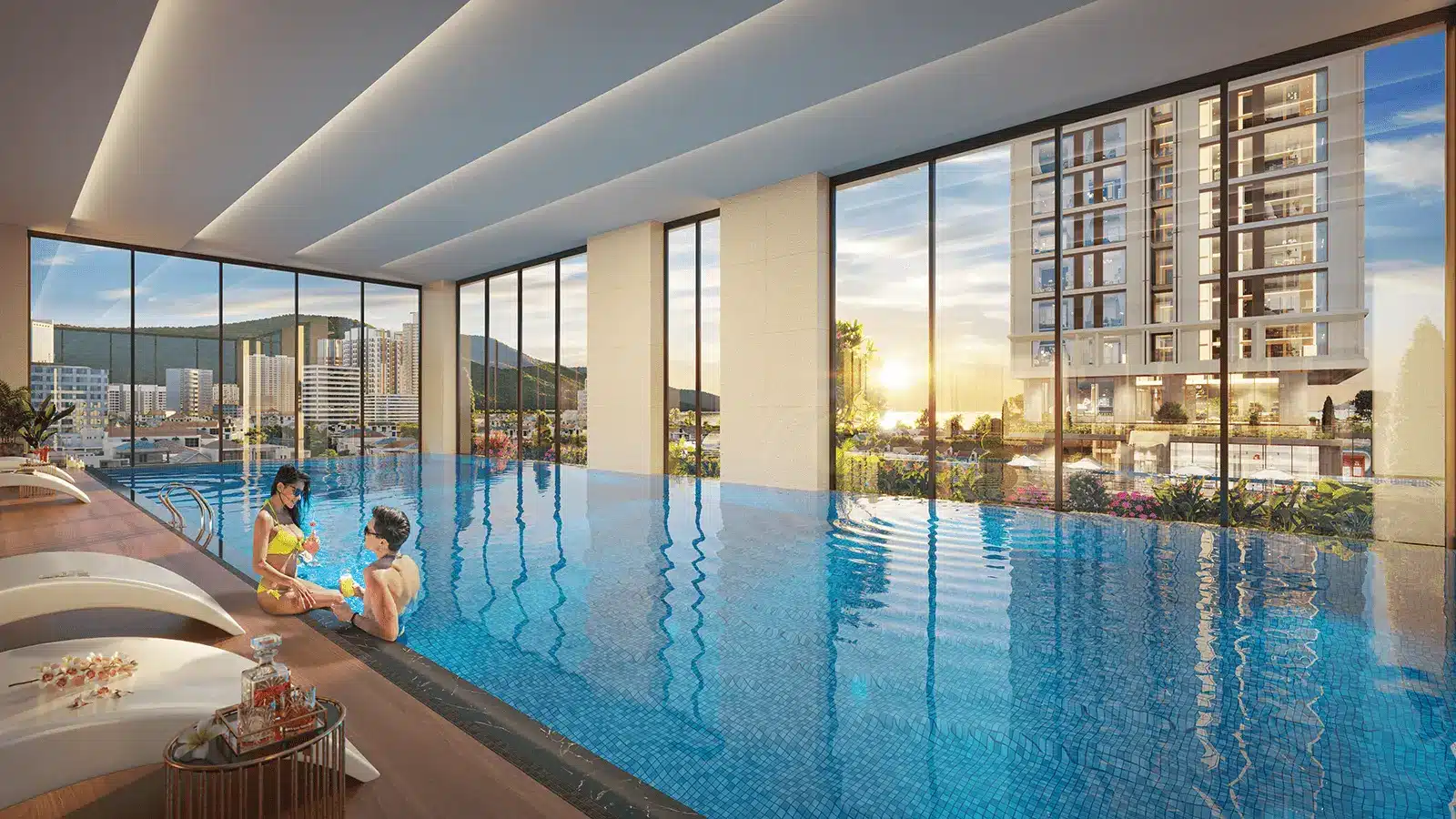 Tiện ích bể bơi bốn mùa chuẩn 5 sao tại Sun Costa Residences Đà Nẵng mang lại trải nghiệm thư giãn đẳng cấp.