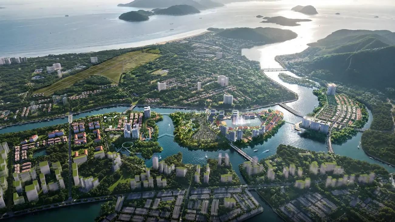 Khu đô thị xanh bên bờ biển, kết hợp hòa quyện giữa thiên nhiên và cuộc sống hiện đại.