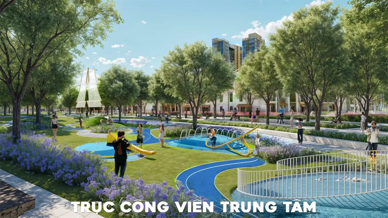 Khu vui chơi giải trí trong công viên trung tâm mang lại không gian xanh và sáng tạo cho người dân.