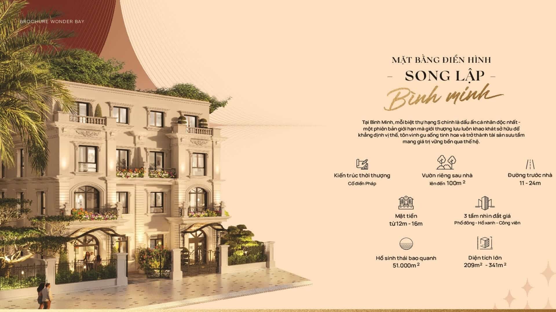 Mẫu nhà biệt thự song lập Vinhomes Wonder City sở hữu phong cách thiết kế hiện đại kết hợp cổ điển, ban công rộng thoáng đón gió tự nhiên, tạo điểm nhấn thẩm mỹ hoàn hảo cho toàn bộ tổng thể dự án. Biệt thự song lập ghi dấu ấn với kiến trúc tân cổ đài các, hòa quyện trọn vẹn cùng không gian sinh thái xanh mát.