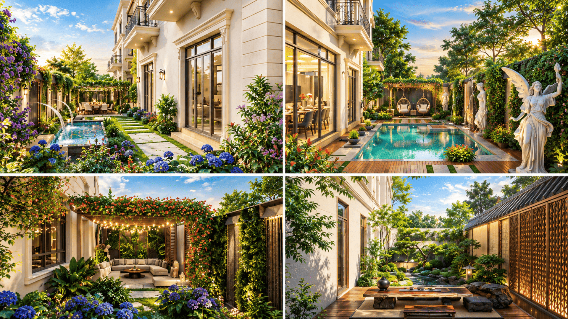 Bộ sưu tập sân vườn Eden Oasis, Heritage, Modern Luxe và Zen Retreat tại Vinhomes Wonder City mang đến không gian sinh thái kiệt tác, thỏa mãn từng khẩu vị thẩm mỹ tinh tế và nâng tầm chất sống thư thái cho gia chủ. Khoảng sân vườn riêng đắt giá kiến tạo góc thư giãn riêng tư, thỏa sức sáng tạo không gian sống sinh thái cho chủ nhân.