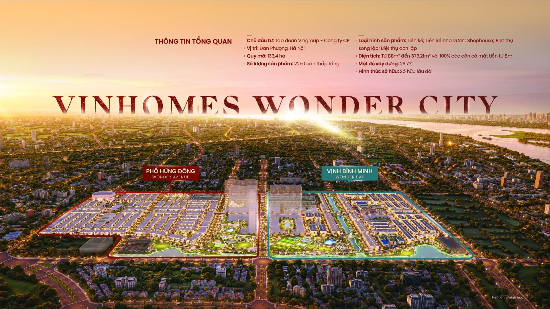 Phối cảnh tổng thể dự án Vinhomes Wonder City Đan Phượng nổi bật với quy hoạch đồng bộ, không gian sống xanh hiện đại, hệ thống tiện ích đẳng cấp cùng hạ tầng giao thông kết nối hoàn hảo phía Tây Hà Nội. Vị trí kim cương Vinhomes Wonder City Đan Phượng kết nối giao thông hoàn hảo, hạ tầng bứt phá, nâng tầm giá trị đầu tư.