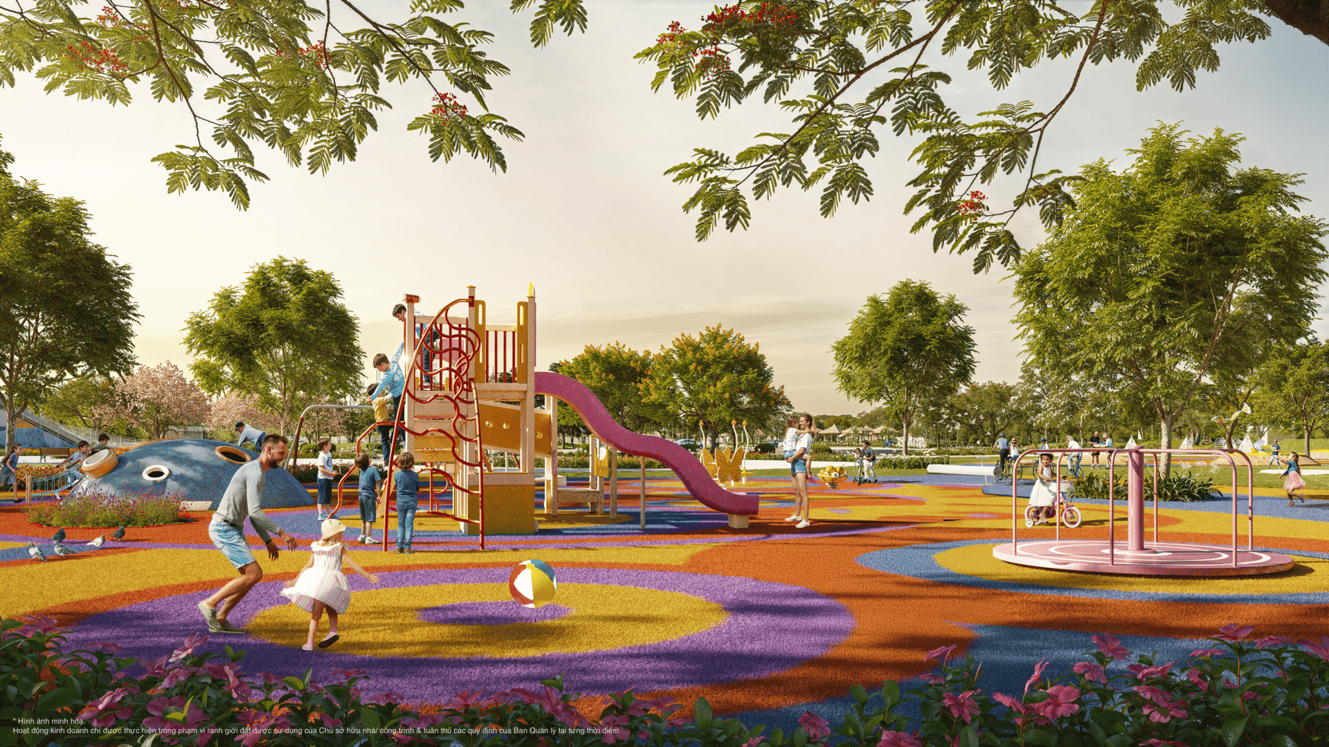 Sân chơi trẻ em Vinhomes Wonder City sắc màu rực rỡ với thảm cao su an toàn cùng chuỗi trò chơi vận động sáng tạo, giúp các con thỏa sức khám phá, rèn luyện thể chất và phát triển tư duy toàn diện mỗi ngày. Sân chơi trẻ em Vinhomes Wonder City sắc màu rực rỡ với thảm cao su an toàn cùng chuỗi trò chơi vận động sáng tạo, giúp các con thỏa sức khám phá, rèn luyện thể chất và phát triển tư duy toàn diện mỗi ngày.